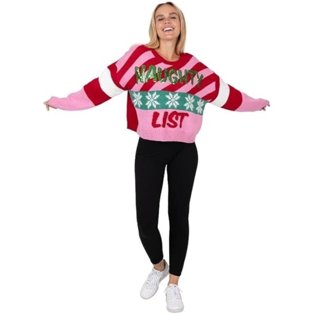 🎄 33 Degrees “Naughty List” Sequin Holiday Sweater – XS